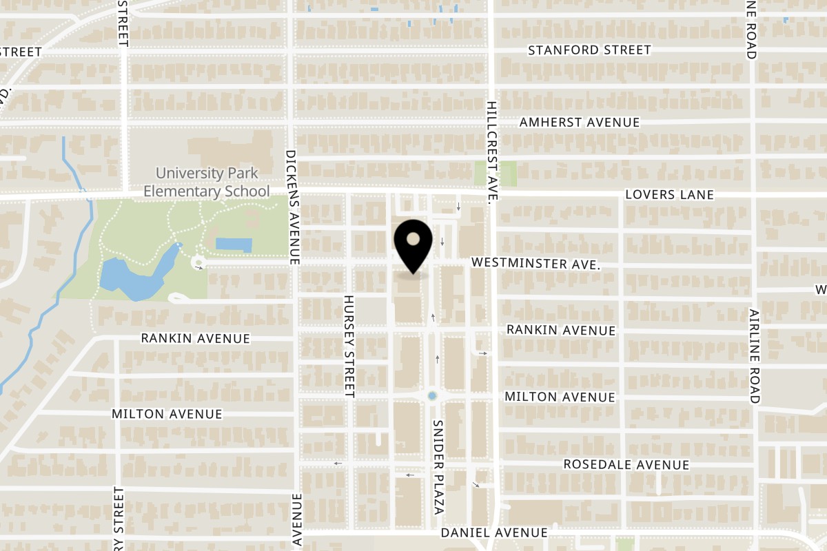 Map showing the location of Amore Italian Bistro on 6931 Snider Plaza in Dallas